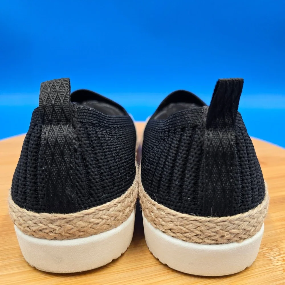 BOBS from Skechers Women Black Knit Espadrille‎ Slip On Memory Foam 113245 6